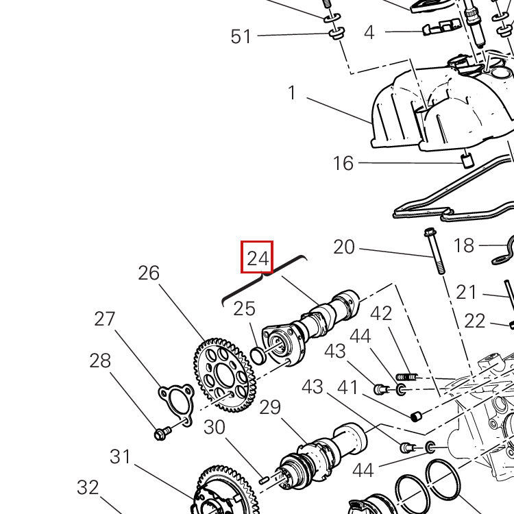 2004 REAR EXHAUST CAMSHAFT ASSY